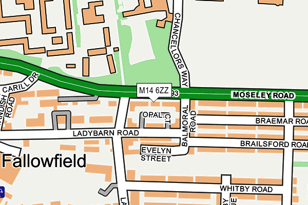 M14 6ZZ map - OS OpenMap – Local (Ordnance Survey) M14 6ZZ map - OS OpenMap – Local (Ordnance Survey)