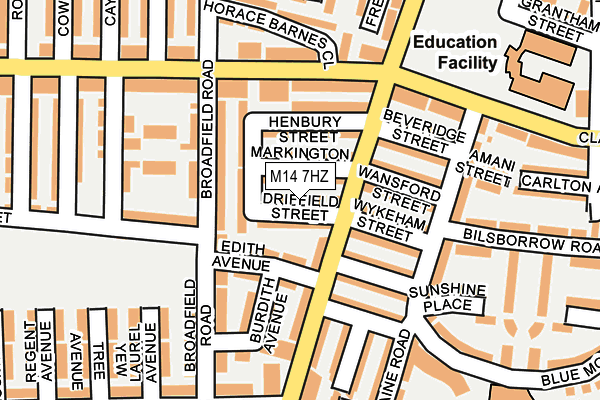 M14 7HZ map - OS OpenMap – Local (Ordnance Survey) M14 7HZ map - OS OpenMap – Local (Ordnance Survey)