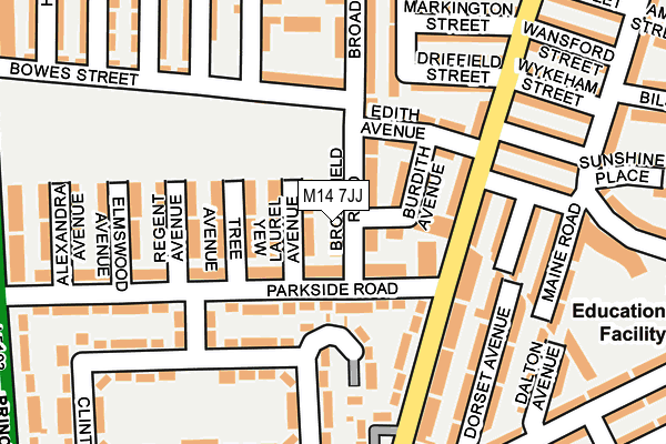 M14 7JJ map - OS OpenMap – Local (Ordnance Survey) M14 7JJ map - OS OpenMap – Local (Ordnance Survey)