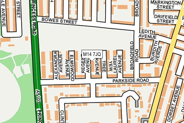 M14 7JQ map - OS OpenMap – Local (Ordnance Survey) M14 7JQ map - OS OpenMap – Local (Ordnance Survey)