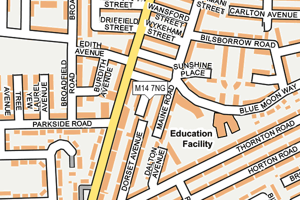 M14 7NG map - OS OpenMap – Local (Ordnance Survey) M14 7NG map - OS OpenMap – Local (Ordnance Survey)