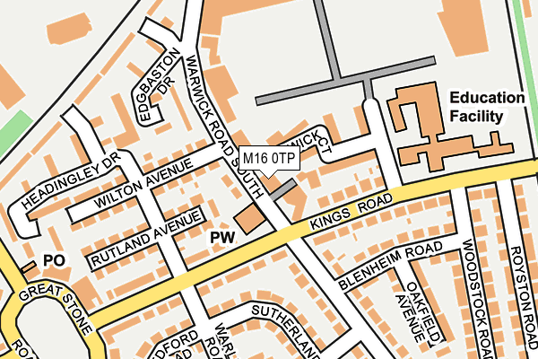 M16 0TP map - OS OpenMap – Local (Ordnance Survey) M16 0TP map - OS OpenMap – Local (Ordnance Survey)