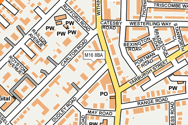 M16 8BA map - OS OpenMap – Local (Ordnance Survey) M16 8BA map - OS OpenMap – Local (Ordnance Survey)