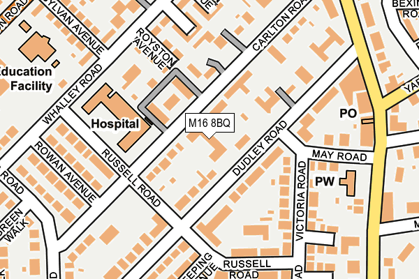 M16 8BQ map - OS OpenMap – Local (Ordnance Survey) M16 8BQ map - OS OpenMap – Local (Ordnance Survey)