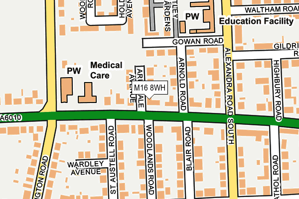 M16 8WH map - OS OpenMap – Local (Ordnance Survey) M16 8WH map - OS OpenMap – Local (Ordnance Survey)