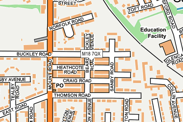 M18 7QX map - OS OpenMap – Local (Ordnance Survey)