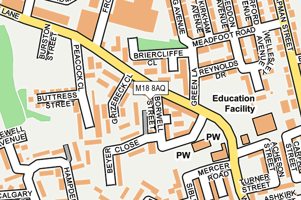 M18 8AQ map - OS OpenMap – Local (Ordnance Survey)