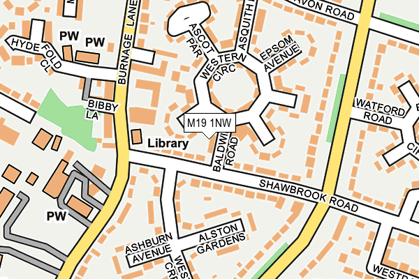 M19 1NW map - OS OpenMap – Local (Ordnance Survey) M19 1NW map - OS OpenMap – Local (Ordnance Survey)