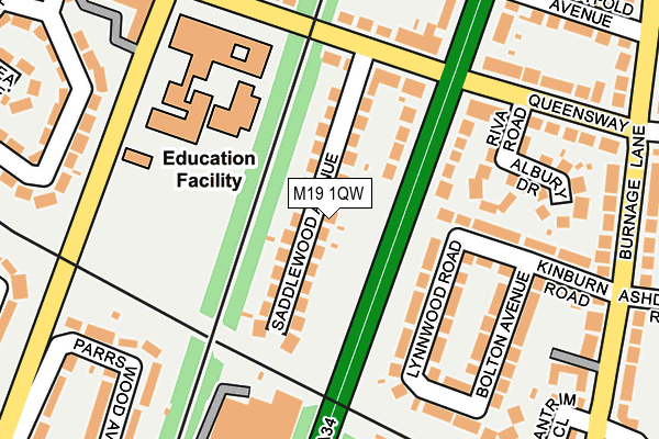 M19 1QW map - OS OpenMap – Local (Ordnance Survey) M19 1QW map - OS OpenMap – Local (Ordnance Survey)
