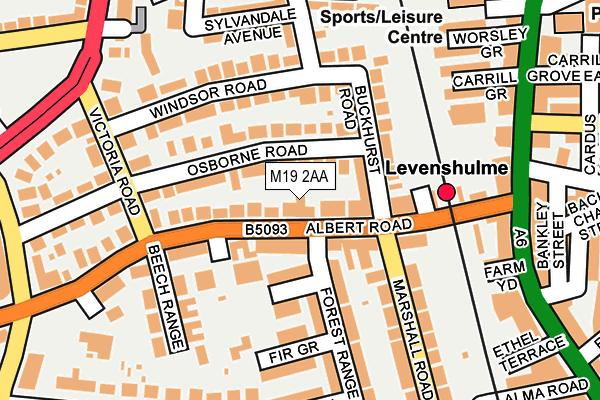 M19 2AA map - OS OpenMap – Local (Ordnance Survey) M19 2AA map - OS OpenMap – Local (Ordnance Survey)