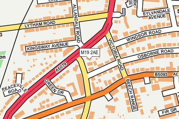 M19 2AE map - OS OpenMap – Local (Ordnance Survey) M19 2AE map - OS OpenMap – Local (Ordnance Survey)