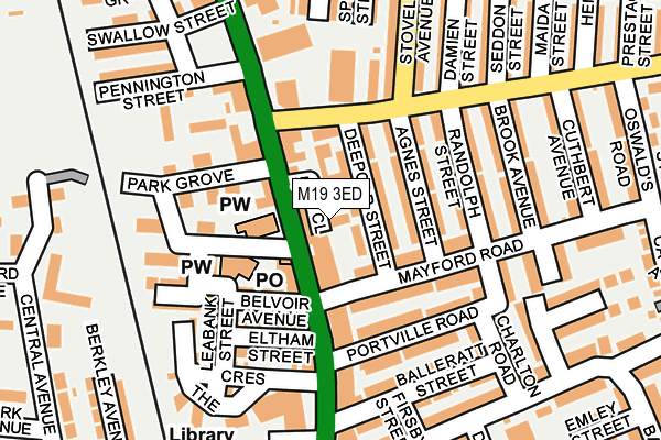 M19 3ED map - OS OpenMap – Local (Ordnance Survey)