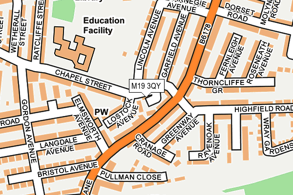 M19 3QY map - OS OpenMap – Local (Ordnance Survey) M19 3QY map - OS OpenMap – Local (Ordnance Survey)