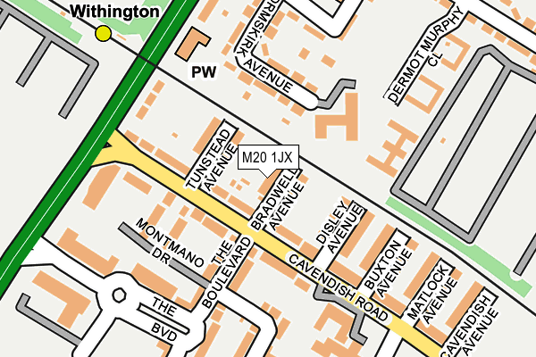 M20 1JX map - OS OpenMap – Local (Ordnance Survey)