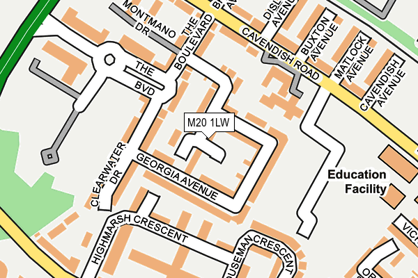 M20 1LW map - OS OpenMap – Local (Ordnance Survey) M20 1LW map - OS OpenMap – Local (Ordnance Survey)