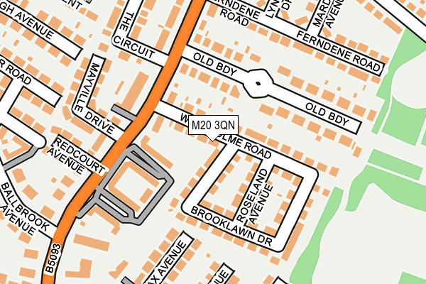 M20 3QN map - OS OpenMap – Local (Ordnance Survey) M20 3QN map - OS OpenMap – Local (Ordnance Survey)