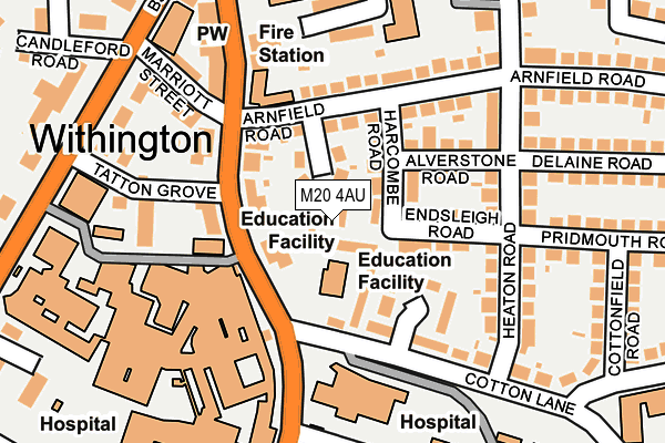 M20 4AU map - OS OpenMap – Local (Ordnance Survey) M20 4AU map - OS OpenMap – Local (Ordnance Survey)