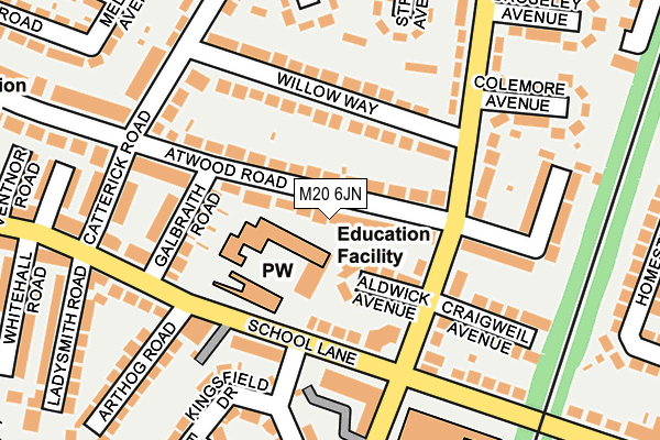 M20 6JN map - OS OpenMap – Local (Ordnance Survey)