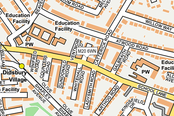 M20 6WN map - OS OpenMap – Local (Ordnance Survey) M20 6WN map - OS OpenMap – Local (Ordnance Survey)