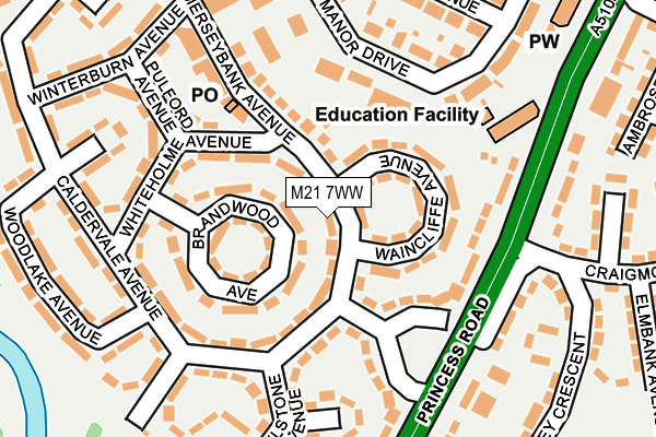 M21 7WW map - OS OpenMap – Local (Ordnance Survey) M21 7WW map - OS OpenMap – Local (Ordnance Survey)