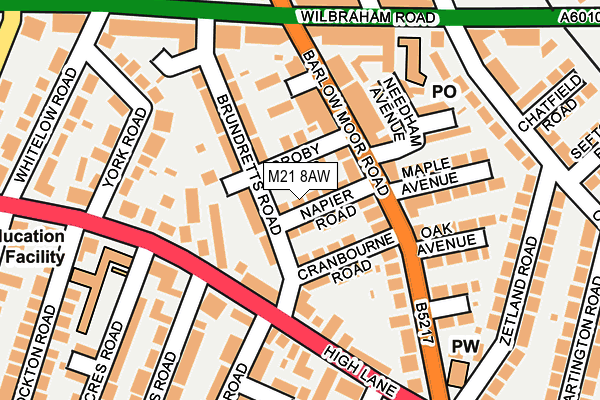 M21 8AW map - OS OpenMap – Local (Ordnance Survey) M21 8AW map - OS OpenMap – Local (Ordnance Survey)