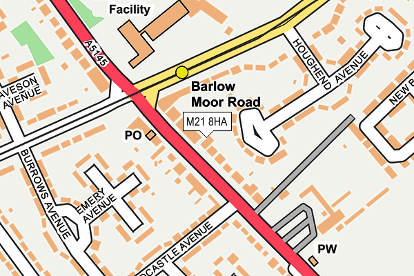 M21 8HA map - OS OpenMap – Local (Ordnance Survey) M21 8HA map - OS OpenMap – Local (Ordnance Survey)
