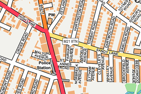 M21 8TN map - OS OpenMap – Local (Ordnance Survey) M21 8TN map - OS OpenMap – Local (Ordnance Survey)