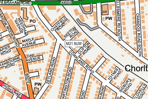 M21 8UW map - OS OpenMap – Local (Ordnance Survey) M21 8UW map - OS OpenMap – Local (Ordnance Survey)