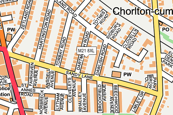 M21 8XL map - OS OpenMap – Local (Ordnance Survey) M21 8XL map - OS OpenMap – Local (Ordnance Survey)