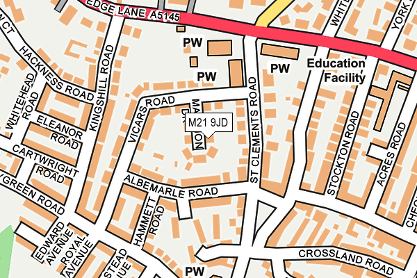 M21 9JD map - OS OpenMap – Local (Ordnance Survey) M21 9JD map - OS OpenMap – Local (Ordnance Survey)