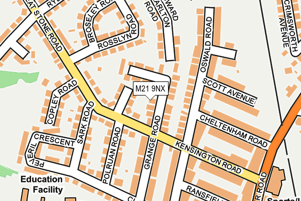 M21 9NX map - OS OpenMap – Local (Ordnance Survey) M21 9NX map - OS OpenMap – Local (Ordnance Survey)