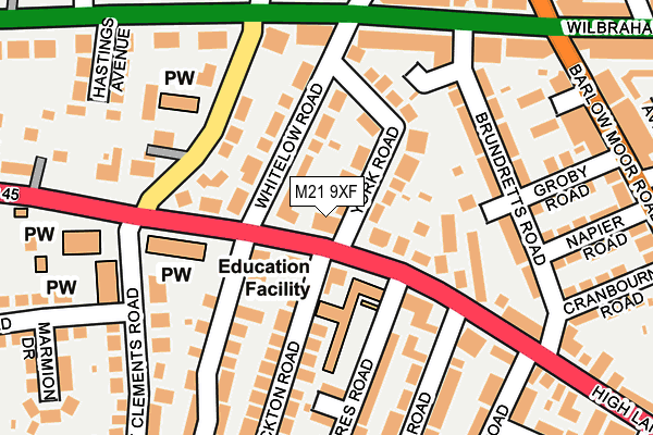 M21 9XF map - OS OpenMap – Local (Ordnance Survey) M21 9XF map - OS OpenMap – Local (Ordnance Survey)