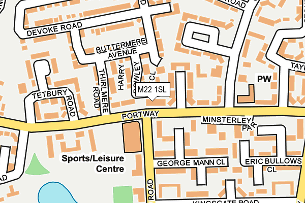 M22 1SL map - OS OpenMap – Local (Ordnance Survey) M22 1SL map - OS OpenMap – Local (Ordnance Survey)