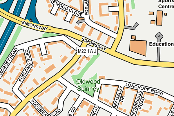 M22 1WU map - OS OpenMap – Local (Ordnance Survey) M22 1WU map - OS OpenMap – Local (Ordnance Survey)