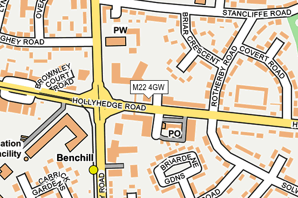 M22 4GW map - OS OpenMap – Local (Ordnance Survey) M22 4GW map - OS OpenMap – Local (Ordnance Survey)