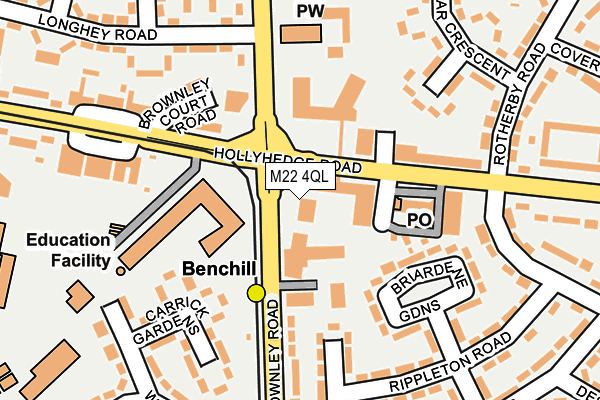 M22 4QL map - OS OpenMap – Local (Ordnance Survey) M22 4QL map - OS OpenMap – Local (Ordnance Survey)
