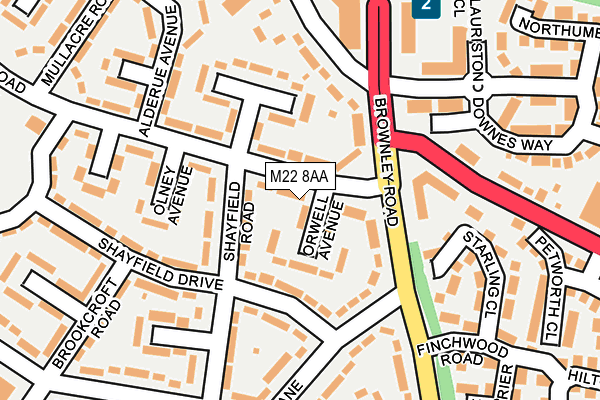 M22 8AA map - OS OpenMap – Local (Ordnance Survey) M22 8AA map - OS OpenMap – Local (Ordnance Survey)