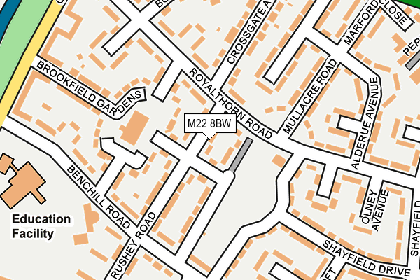 M22 8BW map - OS OpenMap – Local (Ordnance Survey) M22 8BW map - OS OpenMap – Local (Ordnance Survey)