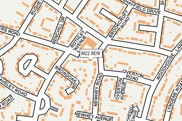 M22 8EW map - OS OpenMap – Local (Ordnance Survey) M22 8EW map - OS OpenMap – Local (Ordnance Survey)