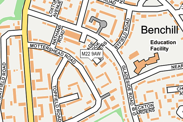 M22 9AW map - OS OpenMap – Local (Ordnance Survey) M22 9AW map - OS OpenMap – Local (Ordnance Survey)