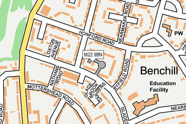 M22 9BN map - OS OpenMap – Local (Ordnance Survey) M22 9BN map - OS OpenMap – Local (Ordnance Survey)