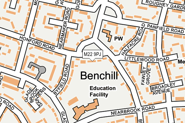 M22 9PJ map - OS OpenMap – Local (Ordnance Survey) M22 9PJ map - OS OpenMap – Local (Ordnance Survey)