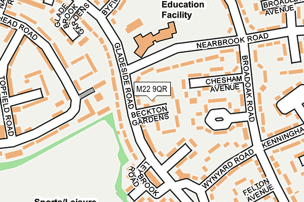 M22 9QR map - OS OpenMap – Local (Ordnance Survey) M22 9QR map - OS OpenMap – Local (Ordnance Survey)