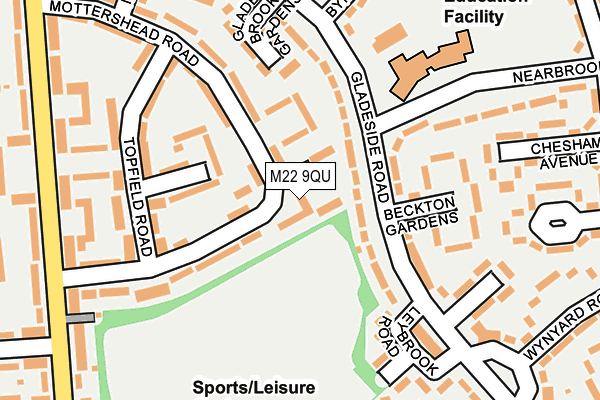 M22 9QU map - OS OpenMap – Local (Ordnance Survey) M22 9QU map - OS OpenMap – Local (Ordnance Survey)