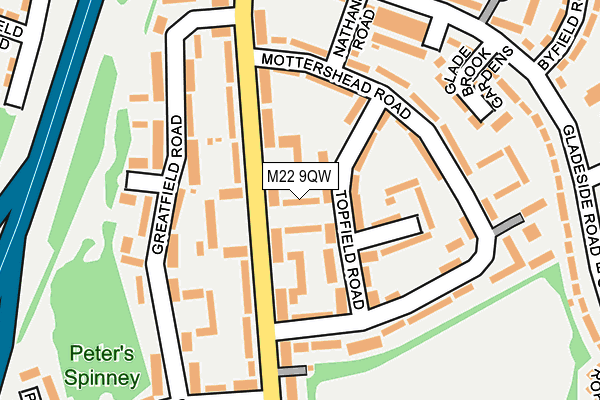 M22 9QW map - OS OpenMap – Local (Ordnance Survey) M22 9QW map - OS OpenMap – Local (Ordnance Survey)