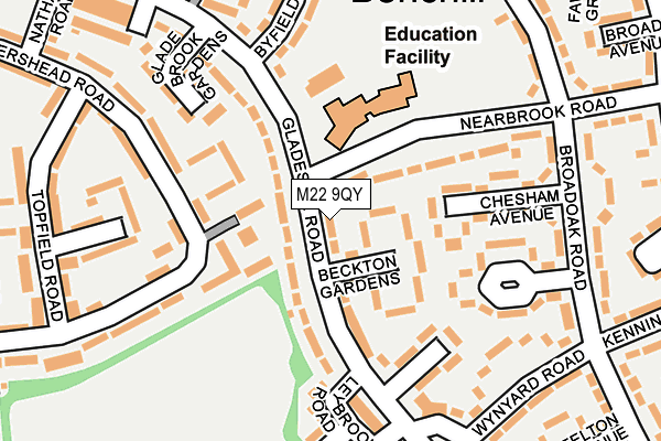 M22 9QY map - OS OpenMap – Local (Ordnance Survey) M22 9QY map - OS OpenMap – Local (Ordnance Survey)