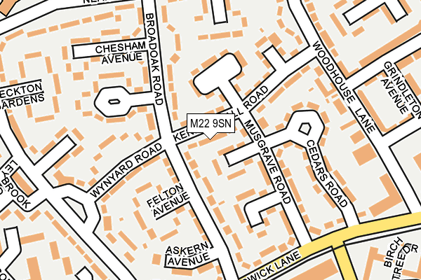 M22 9SN map - OS OpenMap – Local (Ordnance Survey) M22 9SN map - OS OpenMap – Local (Ordnance Survey)
