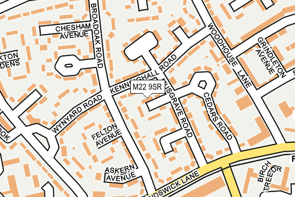 M22 9SR map - OS OpenMap – Local (Ordnance Survey) M22 9SR map - OS OpenMap – Local (Ordnance Survey)