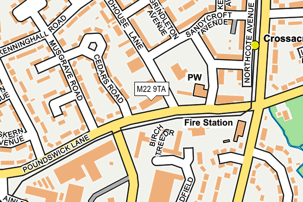 M22 9TA map - OS OpenMap – Local (Ordnance Survey) M22 9TA map - OS OpenMap – Local (Ordnance Survey)