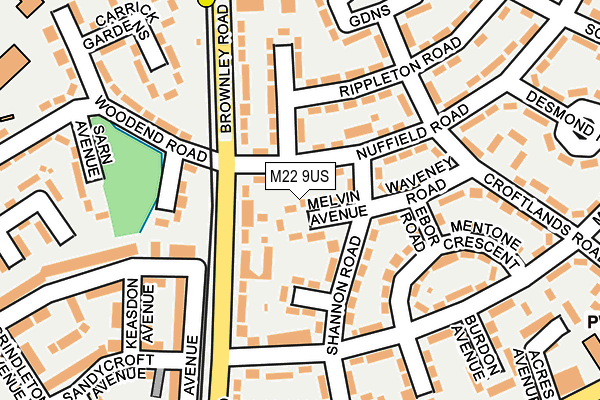 M22 9US map - OS OpenMap – Local (Ordnance Survey) M22 9US map - OS OpenMap – Local (Ordnance Survey)